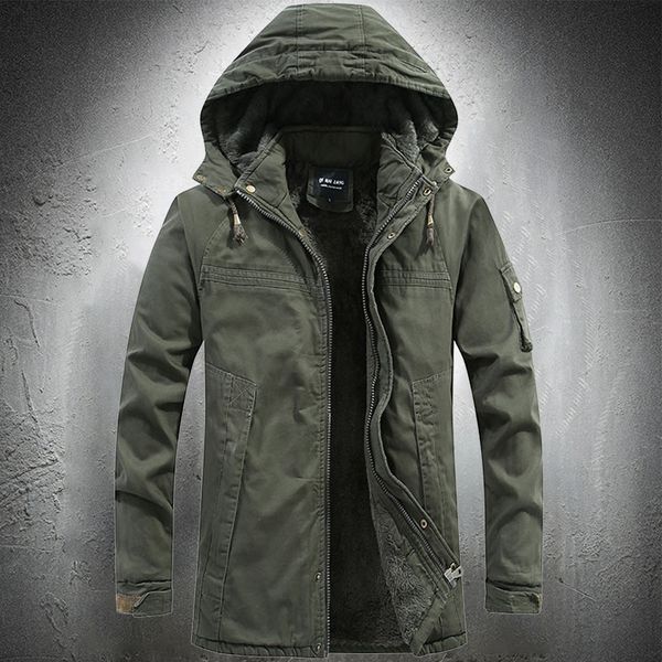 

men's down parkas army green military jacket outdoor parka coat tactical cotton winter men fashion clothing thicken 220927, Black