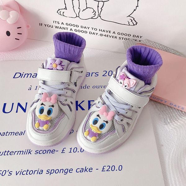 

disney children's low-sneakers 2022 spring and summer new trendy shoes purple mesh soft bottom dissolve shoes duck, Black