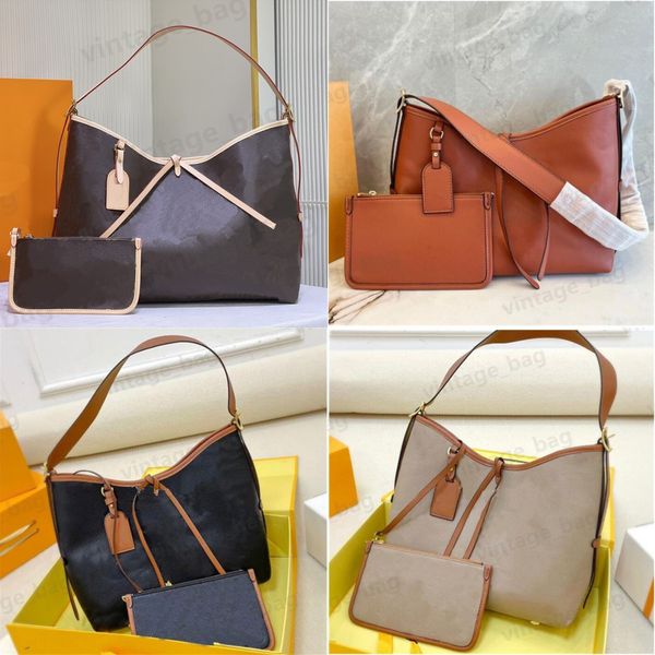 

carryall pm mm shoulder bag with pouch women's retro monograms clutch embossed leather purse 2pc shopper handbag desginer crossbody lar