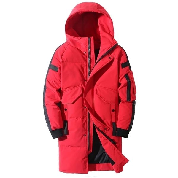 

mens down parkas winter mens down jacket hooded fashion long parkas windproof waterproof thick warm coat 220927, Black