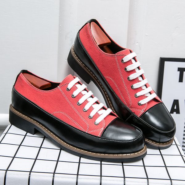 

Fashion Casual Shoes Men Shoes Color-blocking PU Stitching Canvas Round Toe Lace Comfortable Street Outdoor Daily AD252, Clear