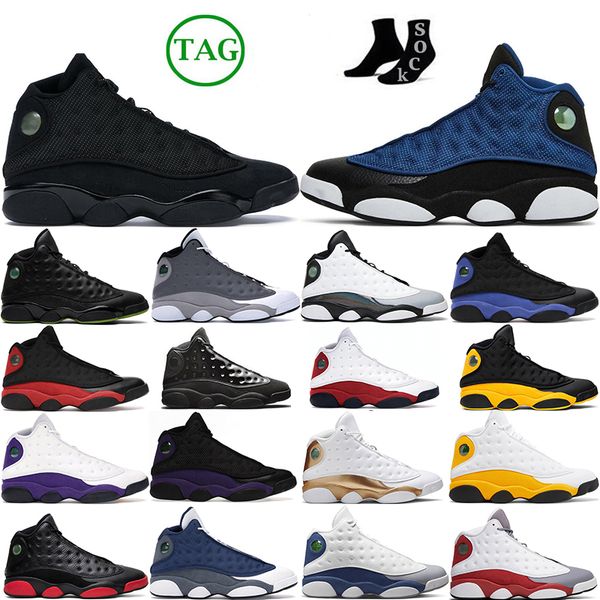 

mens 13 13s womens basketball shoes j13 chicago court purple island green lucky green flint french blue altitude cap and gown men women, Black