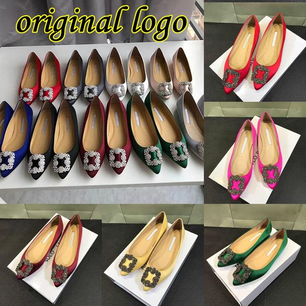 

designer women's shoes snowflake button rhinestone pointed flat bottom silk women single shoe bridal wedding shoes 35-42, Black