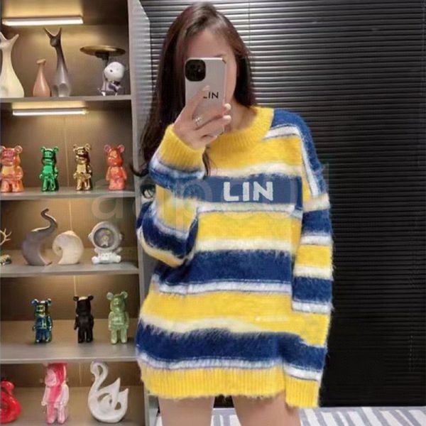 

womens women pullovers sweater ladies elegant striped flannelette knitted sweater round neck applique jumper size xs-l, White;black