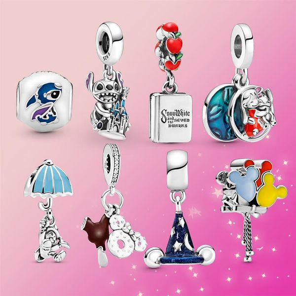 

authentic 925 sterling silver charm stitch dangle magic hat charm bead jewelry fit original pandora bracelet women jewelry gift326n, Black