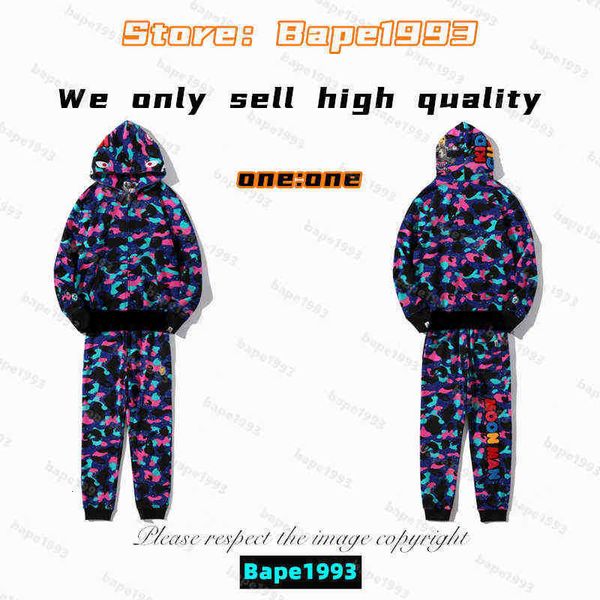 

shark hoodies 1 apes mens hoodies pants sets japan shark b ape head galaxy spots luminous camo male and female couples with the same model, Black;brown
