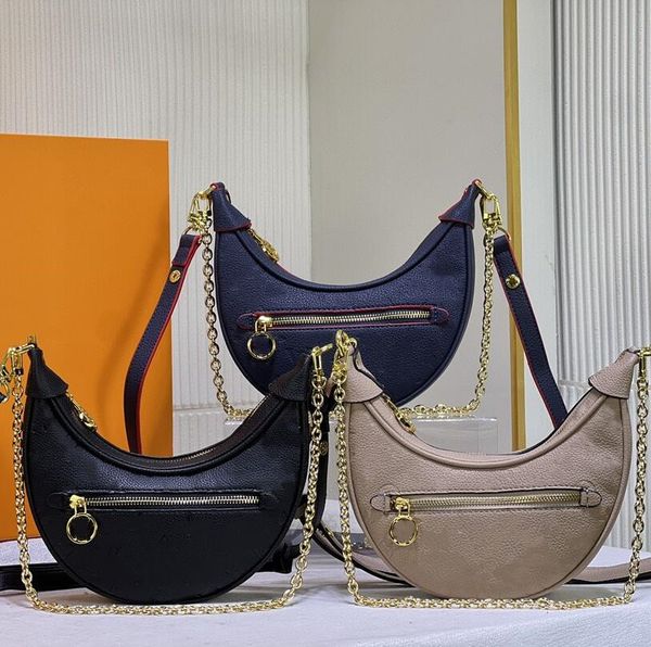 

designer one shoulder bags women's handbag vintage metal chain underarm bag crossbody bag half moon purse zipper marelle pea buns