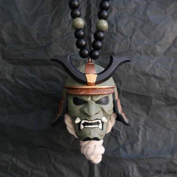 

new japanese oni samurai helmet car hanging pendant samurai kabuto masks car rear view mirror pendant halloween car decorations