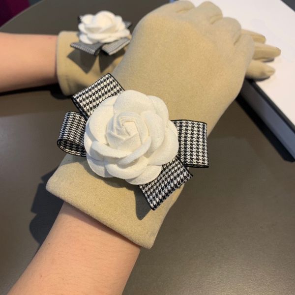 

ch designer gloves leather glove ladies wool winter mitten for women official replica counter quality european size t0p quality 013a, Blue;gray