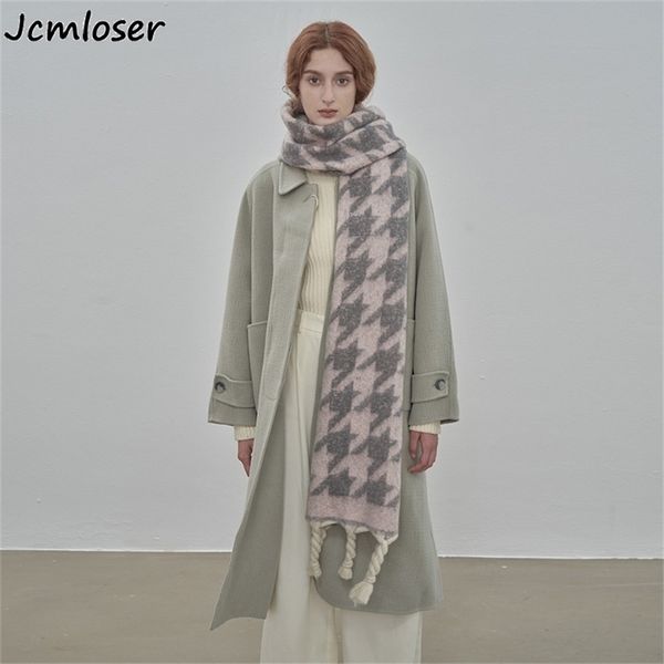 

scarves french retro cashmere womens scarf winter thick warm houndstooth cape wraps female bandana pashmina female foulard thick blanket 220, Blue;gray