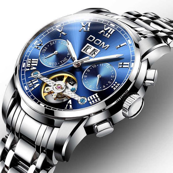 

watch mechanical men's fully automatic hollow tourbillon high grade sports waterproof, Slivery;golden