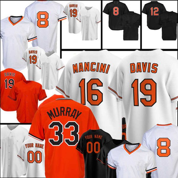 

2022 baseball jerseys trey mancini chris davis cal ripken jr eddie murray custom tim beckham roberto alomar adam jones dylanstitched basebal, Blue;black