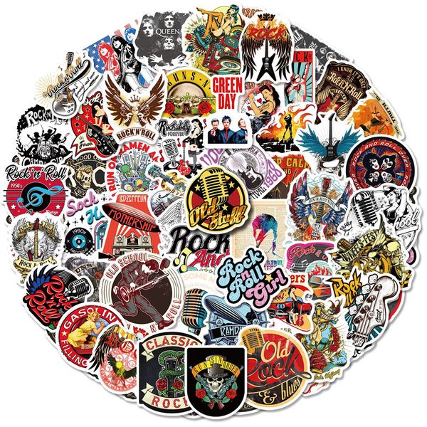 

50pcs rock music stickers retro graffiti stickers for diy luggage lapskateboard motorcycle bicycle decals