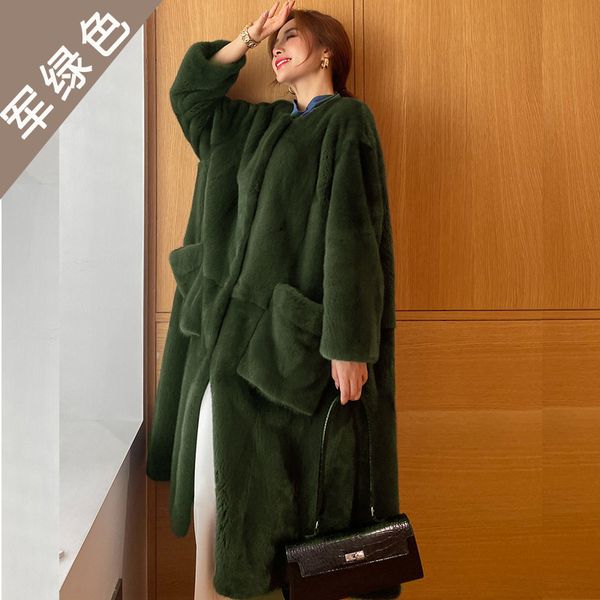 

womens fur faux winter jacket coat s for fluffy streetwear 220927, Black