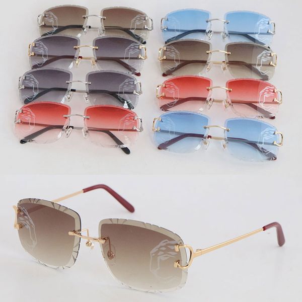 

new designer leopard print lens sunglasses women frame ct00920 rimless luxury diamond cut men design glasses outdoors mirrored summer outdoo, White;black