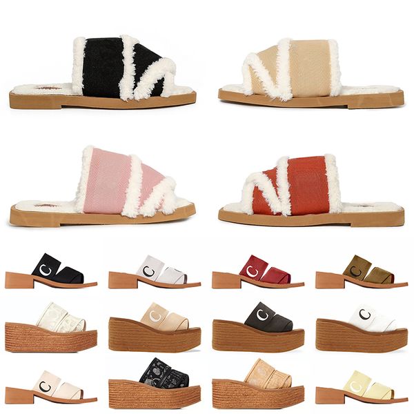 

wholesale women ladies fur slippers black white sail mules rubber designer shoes slides canvas straw platform loafers casual sandals sneaker
