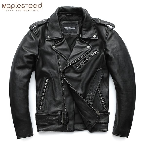 

men's leather faux leather maplesteed classical motorcycle jackets men leather jacket 100% natural cowhide thick moto jacket winter sle, Black