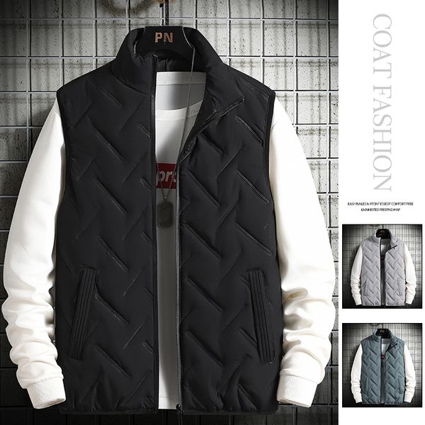 

men s vests fashion mens jacket sleeveless autumn winter casual coats male cotton men thicken waistcoat m 5xl 220926, Black;white