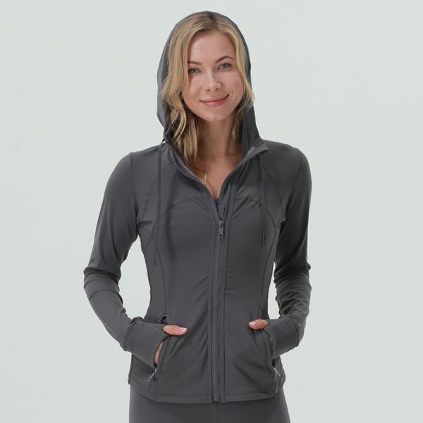 

women's yoga hoodie jacket outfit solid color sports shaping waist tight fitness jogging sportswear women's long sleeves