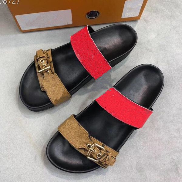 

new fashion women and men casual peep toe sandals female leather slippers shoes boys girls luxury design flip-flops shoes with box 35-42, Black
