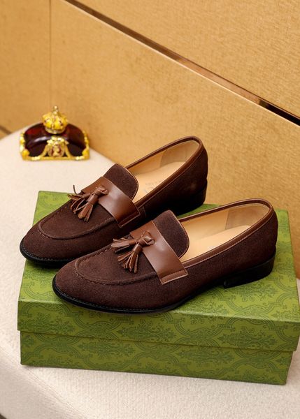 

new arrivals mens comfortable casual oxfords fashion brand designer tassels dress shoes formal office business flats size 38-46, Black