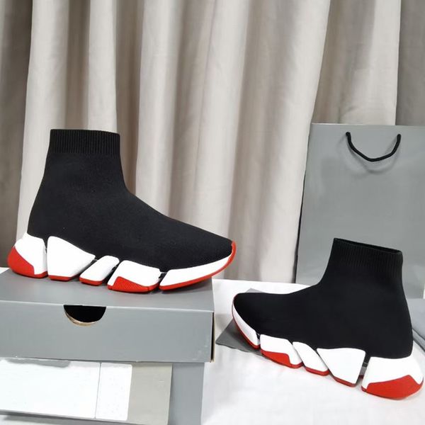 

chic casual shoes 2022 autumn boots paris second generation sock shoes womens elastic cloth flat heel thick sole with high ankle, Black