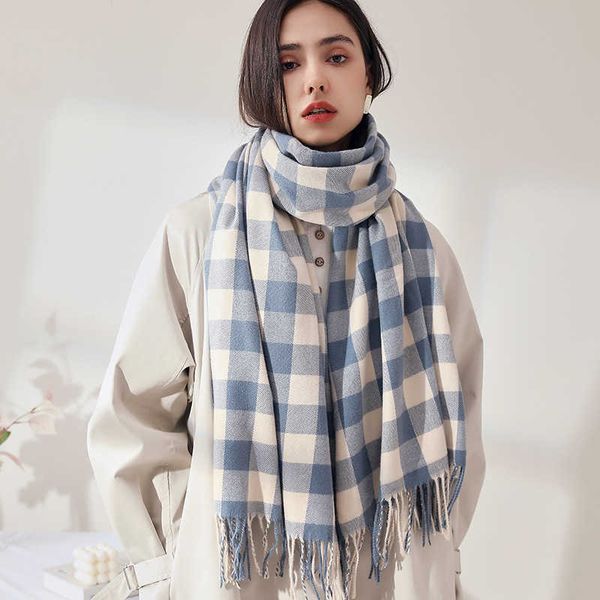 

scarves female new cashmere scarf women elegant warm soft shawl autumn winter travel all-match thick blanket pashmina scarves wraps g220927, Blue;gray