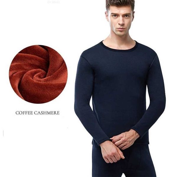 

new thermal underwear for men long johns winter women thermo shirtpants set warm thick fleece size lxxxl 201126, Black;white