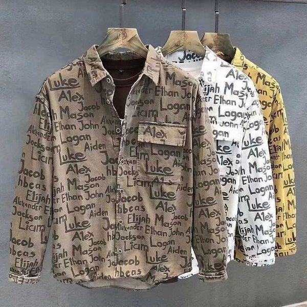 

men's jackets mens jackets letter printed cotton autumn fashion hip hop loose casual men handsome trend long sleeve shirt coat korean t, Black;brown