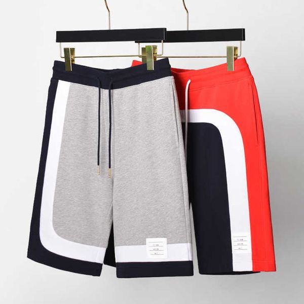 

2022 fashion brand casual tb shorts men summer panelled sports patchwork tracksuit bottoms jogger track, Black