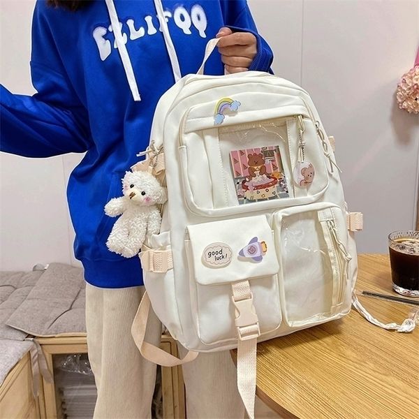 

school bags cute women backpacks waterproof multi-pocket nylon backpack for student female girls kawaii lapbook pack mochilas 220926