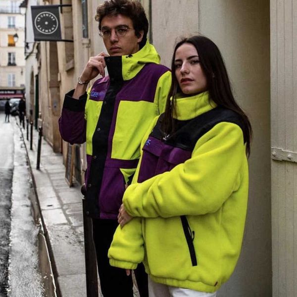 

22ss mens jacket north designer contrast color fleece shirt embroidery baseball jackets stand-up collar zipper cardigan coat for man women, Black;brown