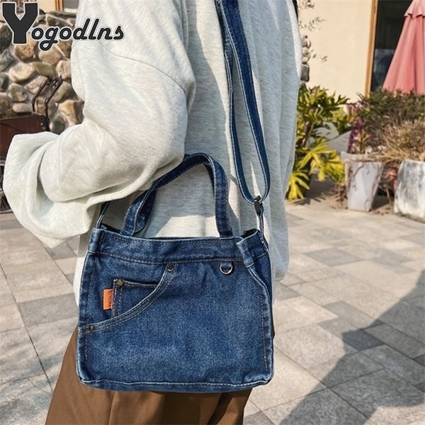 

evening bags denim jeans shoulder crossbody bag girl fashion luxury design totes for women casual large capacity shopping handbag and purse
