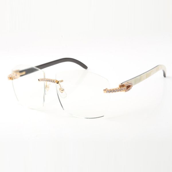 

new large frame transparent lens 4189706 natural l size diamond horn temples suitable for men and women to wear lens thickness 3mm, Silver