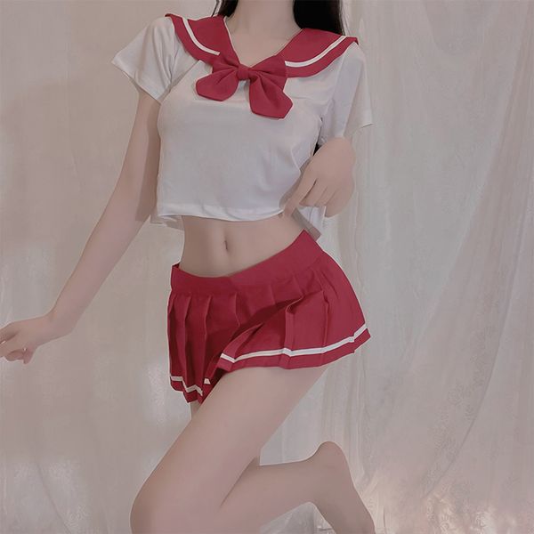 

other panties jk student uniform pure sweet college style pajamas hip length temptation pleated skirt cute charming sailor suit 220928, Red;black