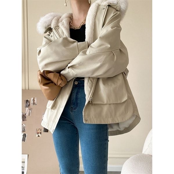 

women's jackets fur collar parka small velvet padded thickened coat autumn and winter sn0800 220926, Black;brown
