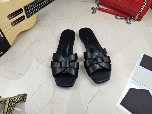 

sandals women designer slides slippers suede leather slide blue green canvas beige sable luxury slipper womens summer beach sandal shoes 071, Black