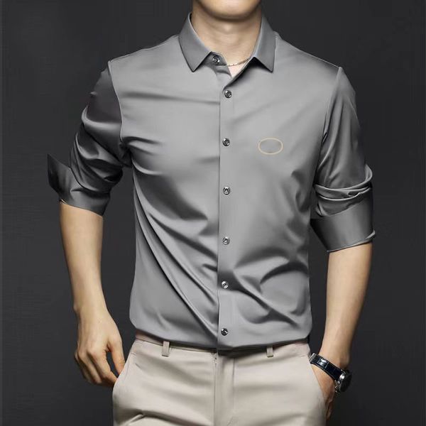 

casual mens shirts designer polos long sleeve autumn spring man shirt breathable ice silk ffg2, White;black
