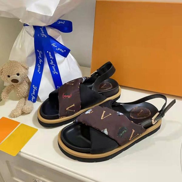 

women sandals shoes slides casual shoes quilted beach slipper 35-40 shoe crystal calf leather platform summer with box by, Black
