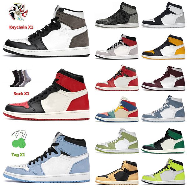 

designer men basketball shoes 1 1s high dark mocha university blue chicago lakers taxi jorden1s grey fog denim outdoor sneakers size 36-46