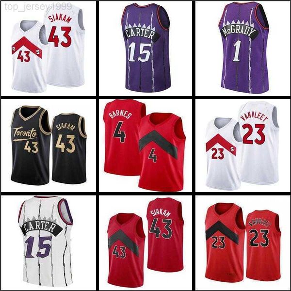 

basketball jerseys scottie 4 barnes pascal 43 siakam vince 15 carter jersey basketball tracy 1 mcgrady fred 23 vanvleet mens youth kids, Black;red