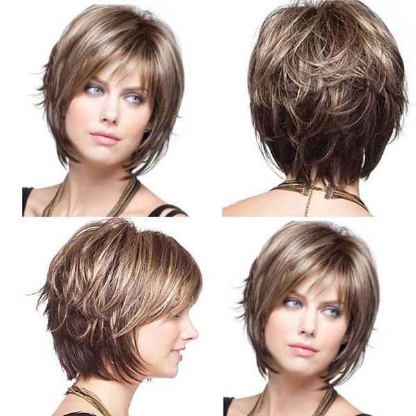 

fashion women's short wig full cover bang wig styling cool wig, Black