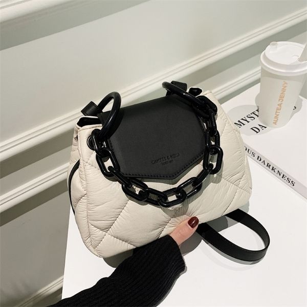 

evening bags tote bag hit winter pu leather padded quilted women's designer handbag luxury brand chain shoulder crossbody 220928