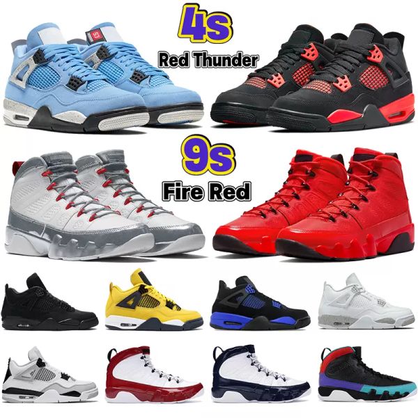 

mens 4 4s basketball shoes 9 9s chile fire red military black game royal university blue white oreo shimmer red thunder cat bred patent bmq