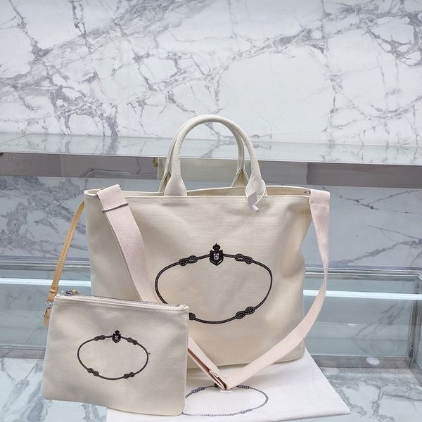 

canvas shopping bag handbag purse lage tote shoulder bags fashion letter print removable embroidered shoulder strap internal zipper plain ny