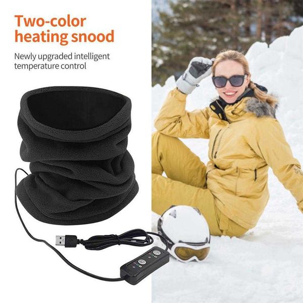 

scarves 3 speed temperature adjustment heated scarf rechargeable carbon fiber hiking usb heating shawl neck warmer pad y2209, Blue;gray