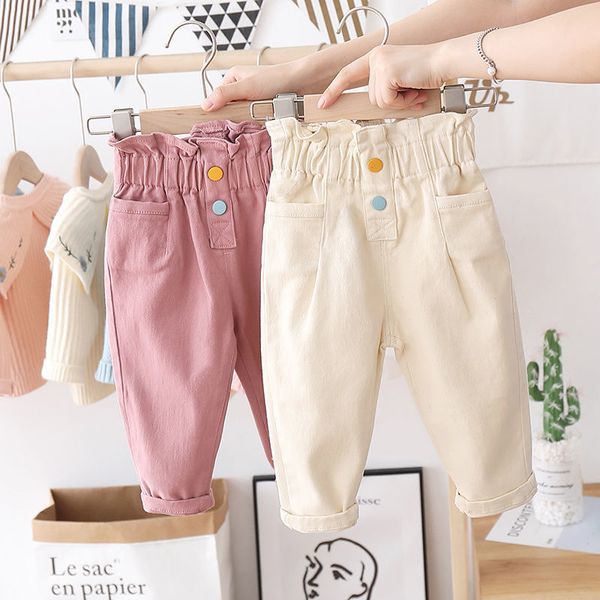 

girls jeans pants spring autumn children clothes bow ruffles baby girl trousers kids pants princess toddlers infant casual fashion 20220928, Blue