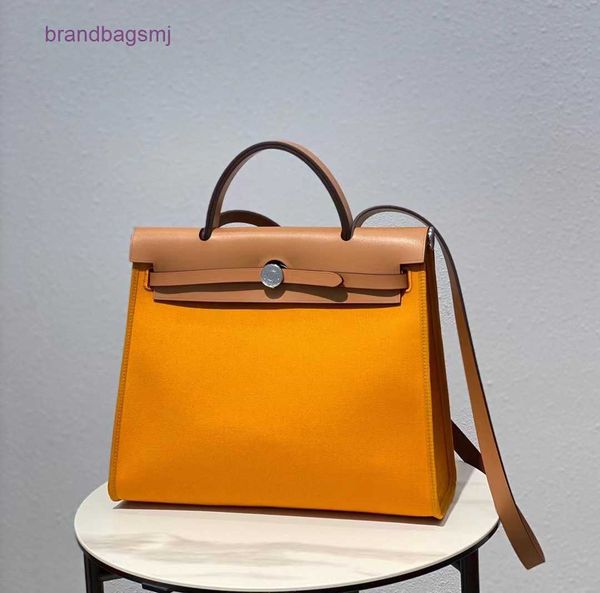 

bags herme kelys herba waterproof canvas with leather color blocking 31 one shoulder diagonal cross portable tote women's bag fashion