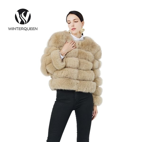 

women's fur faux ladies coat natural fashion winter warm high-end luxury customized 4xl 220927, Black