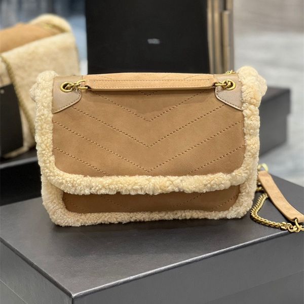 

lambswool suede crossbody bags women messenger bag satchel lady vintage design sacoche fashion classic autumn winter plush tote luxury desig